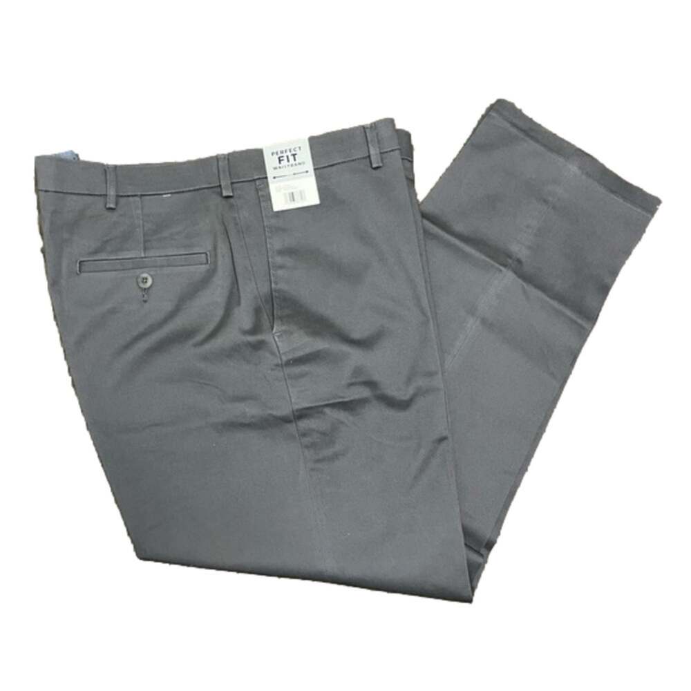 Haggar Men’s Premium No Iron Stretch Straight Fit Pants Dark Grey 40 X 30 NWT